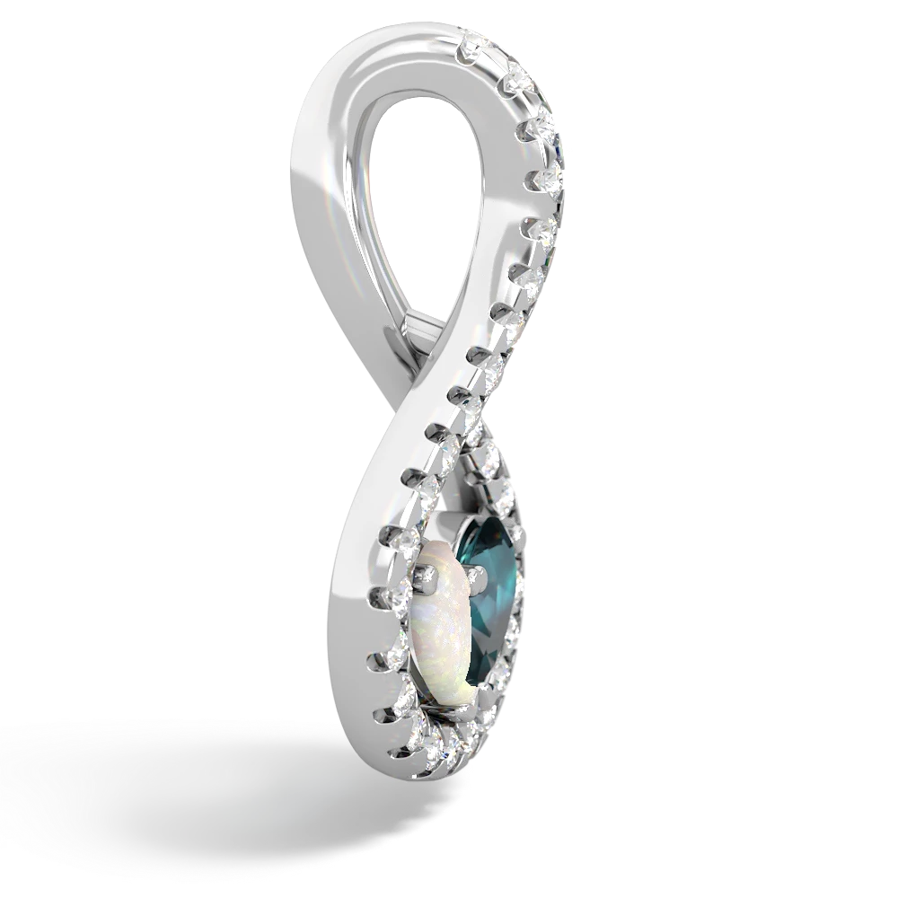 Opal Pave Twist 'One Heart' 14K White Gold pendant P5360