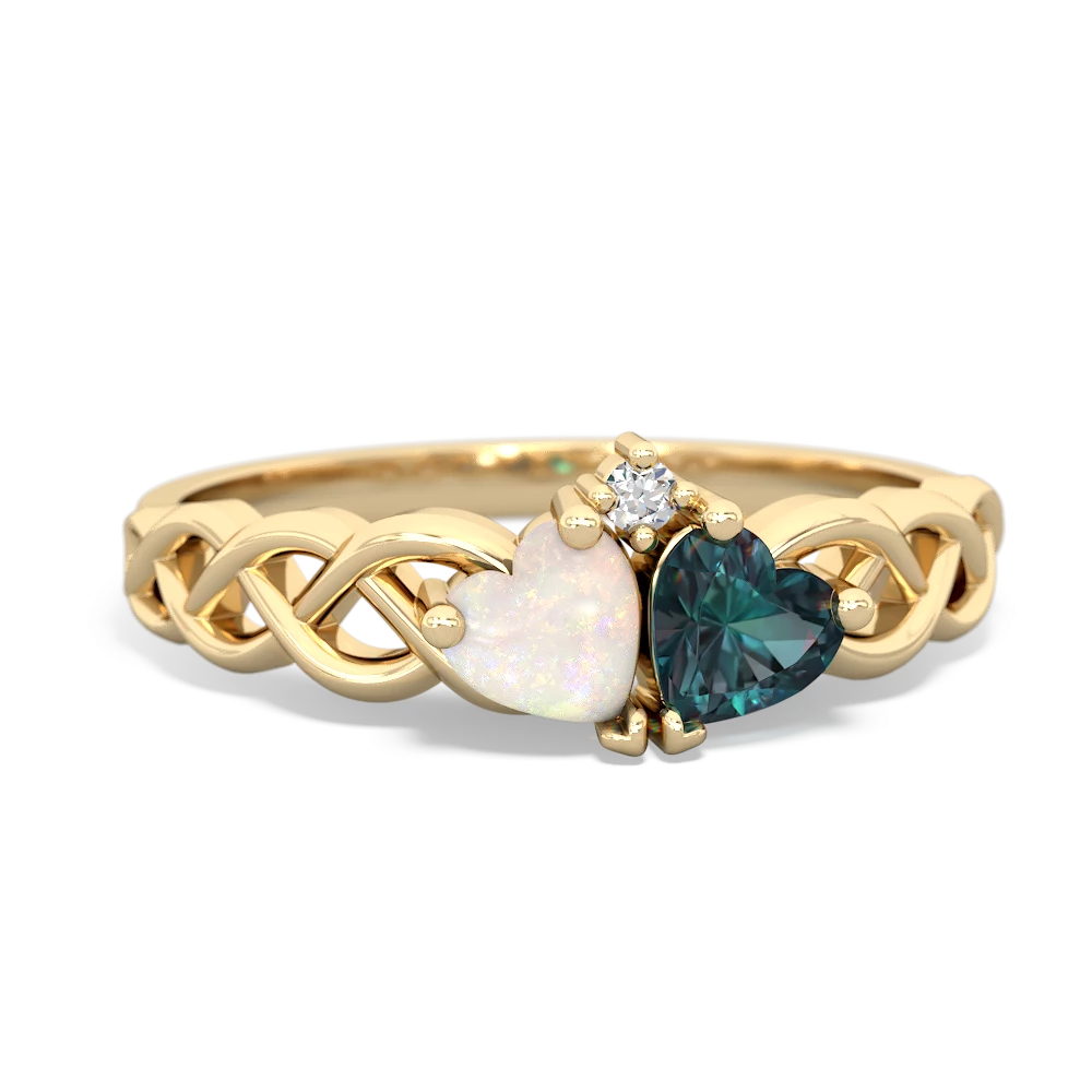 Opal Heart To Heart Braid 14K Yellow Gold ring R5870
