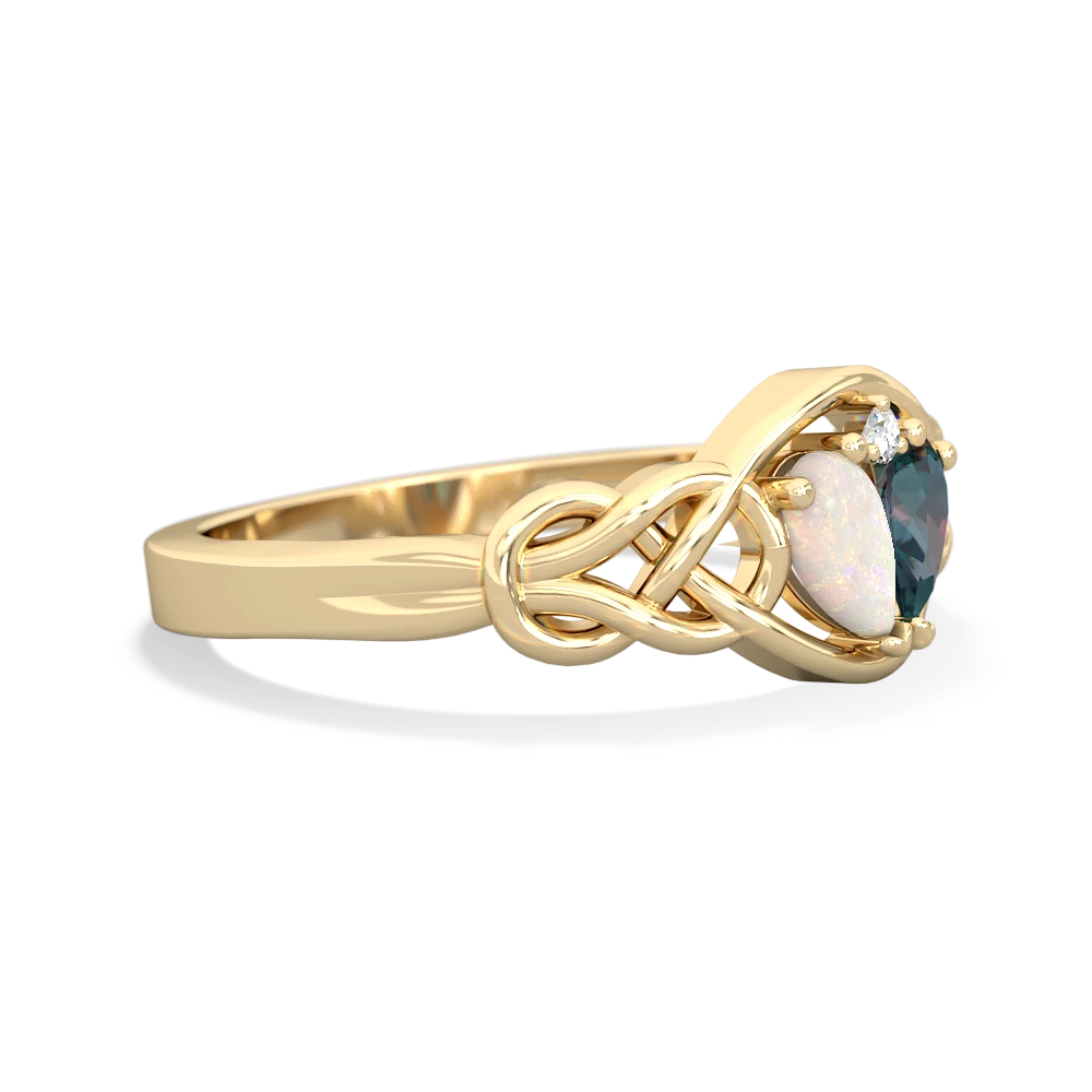 Opal Celtic Love Knot 14K Yellow Gold ring R5420