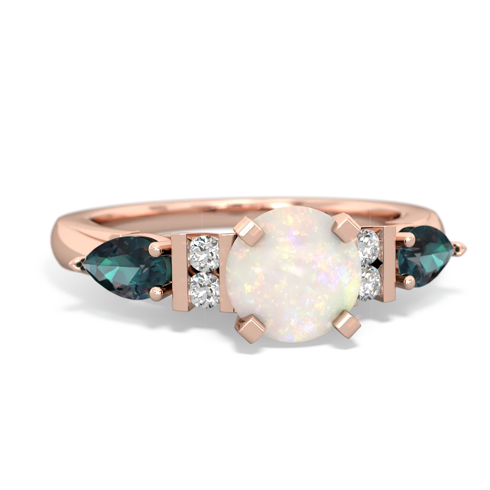 Opal 6Mm Round Eternal Embrace Engagement 14K Rose Gold ring R2005