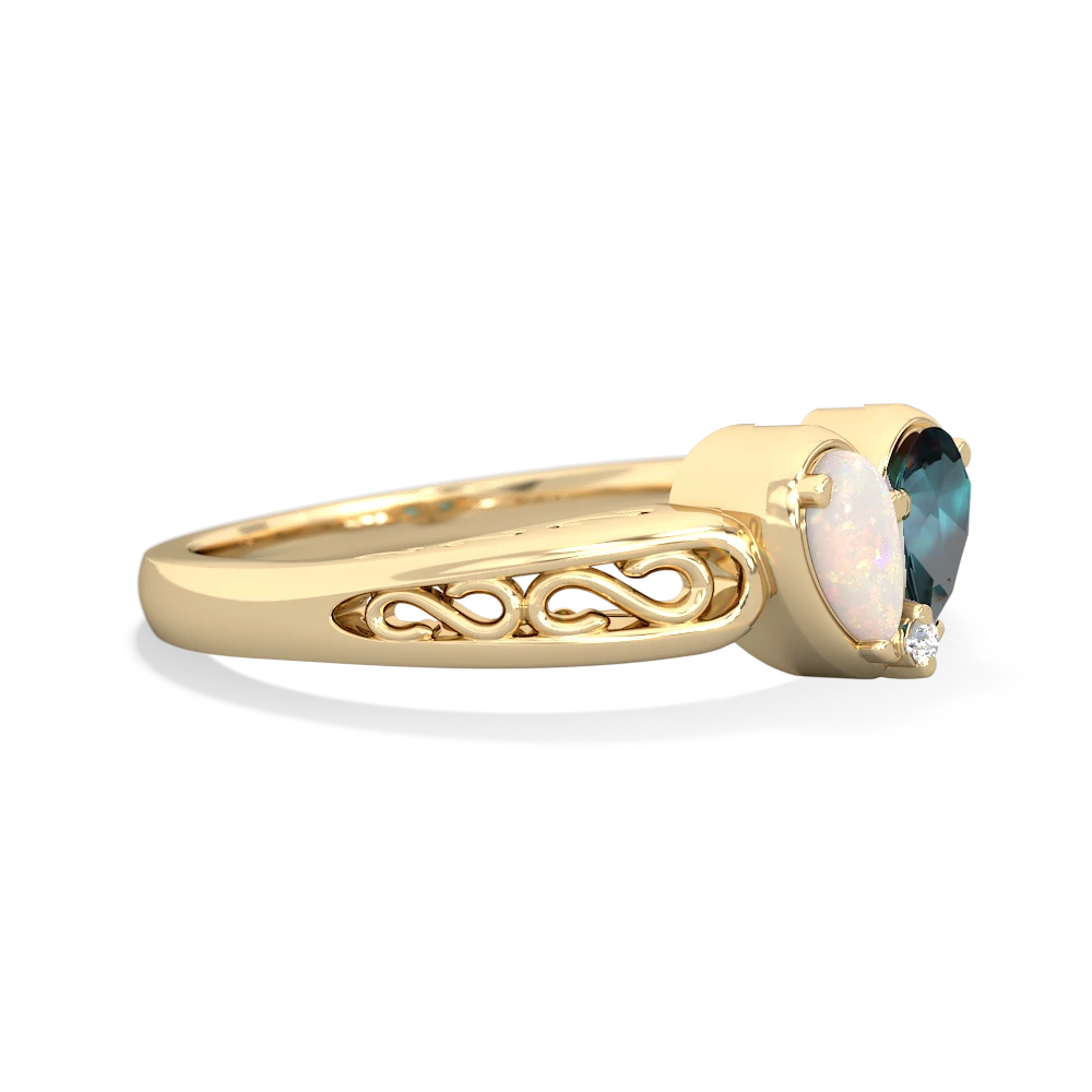 Opal Filligree 'One Heart' 14K Yellow Gold ring R5070