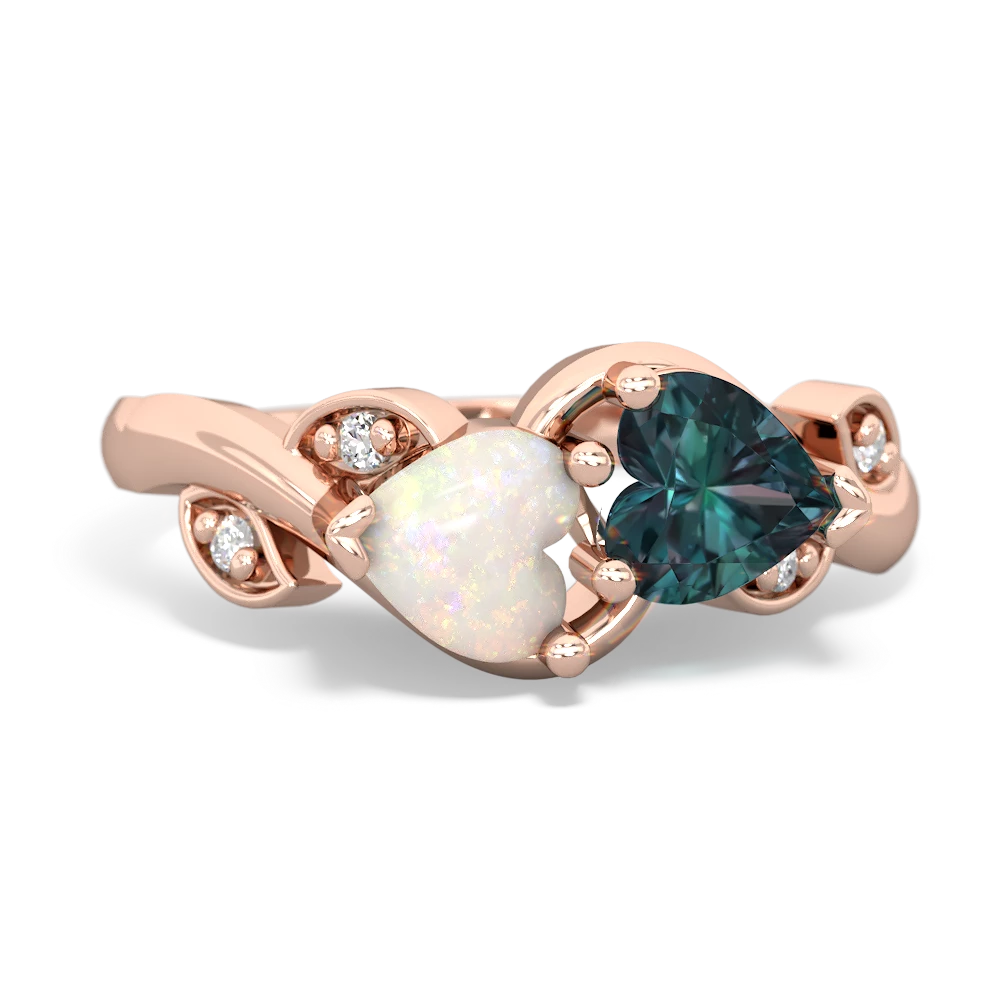 Opal Floral Elegance 14K Rose Gold ring R5790