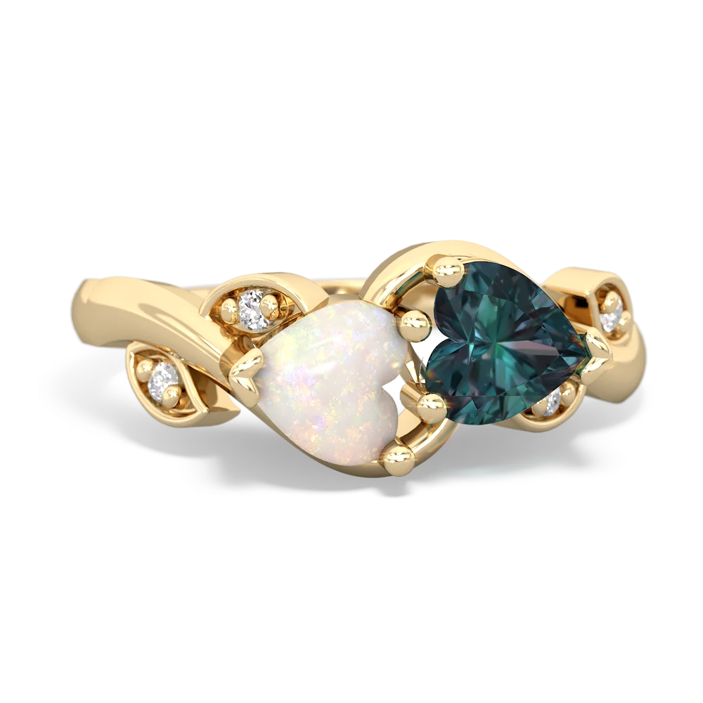 Opal Floral Elegance 14K Yellow Gold ring R5790