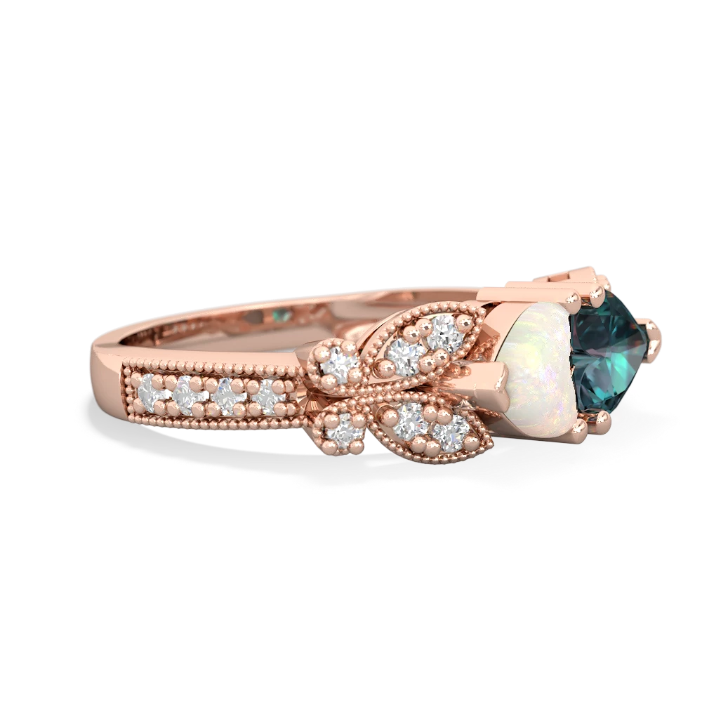 Opal Diamond Butterflies 14K Rose Gold ring R5601