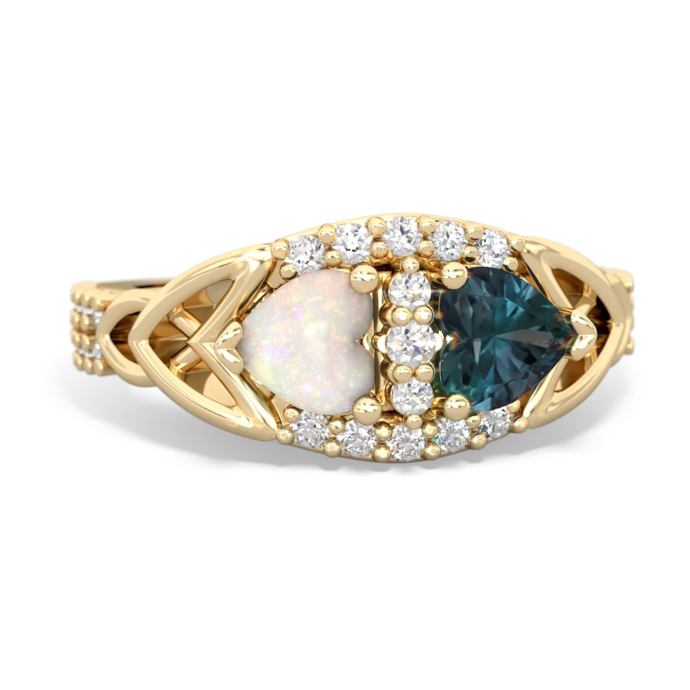 Opal Sparkling Celtic Knot 14K Yellow Gold ring R2645