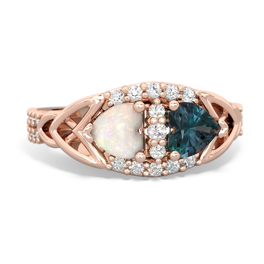 Opal Sparkling Celtic Knot 14K Rose Gold ring R2645