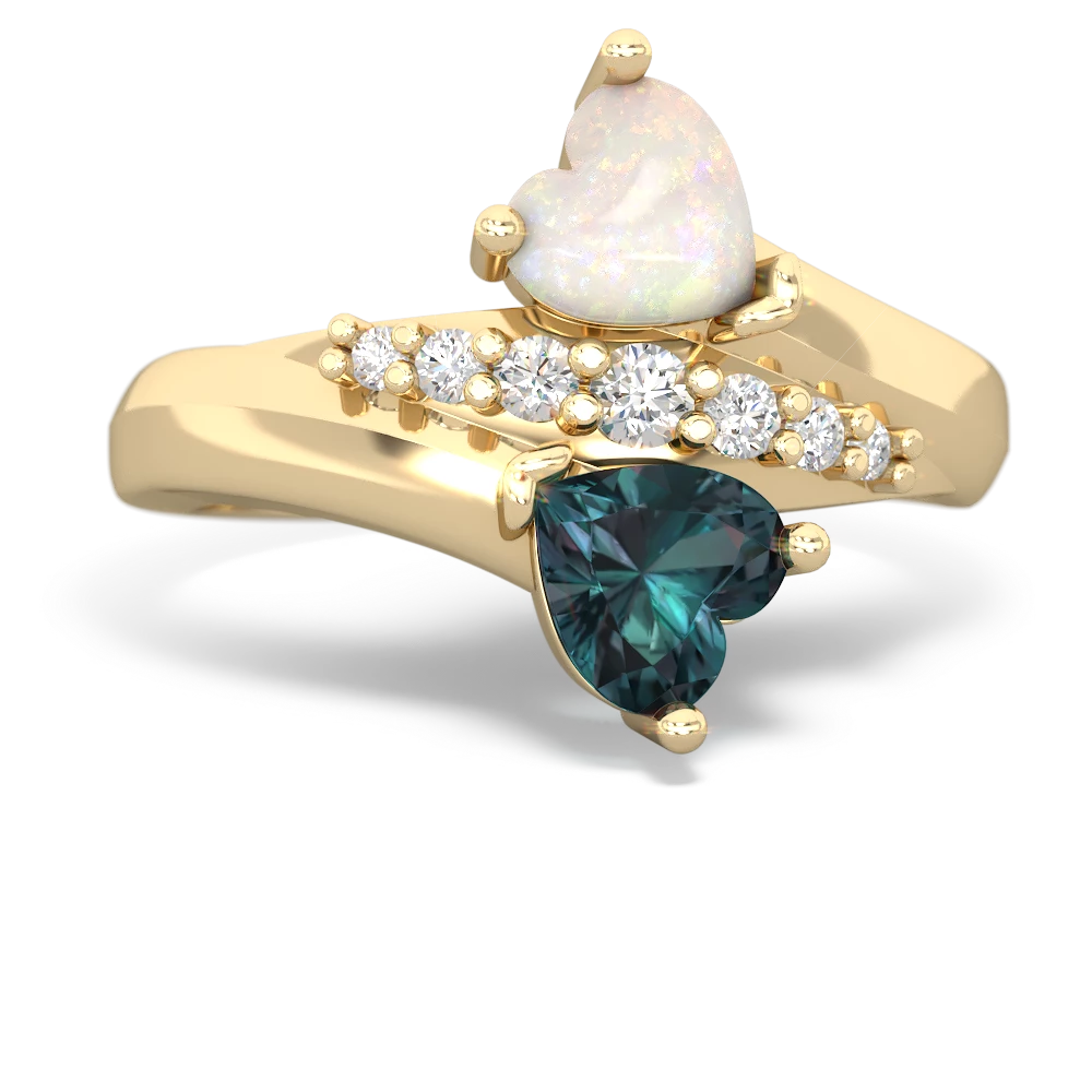 Opal Heart To Heart 14K Yellow Gold ring R2064