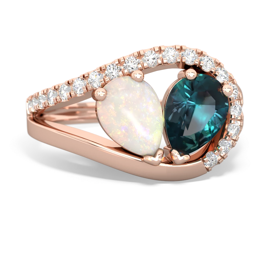 Opal Nestled Heart Keepsake 14K Rose Gold ring R5650