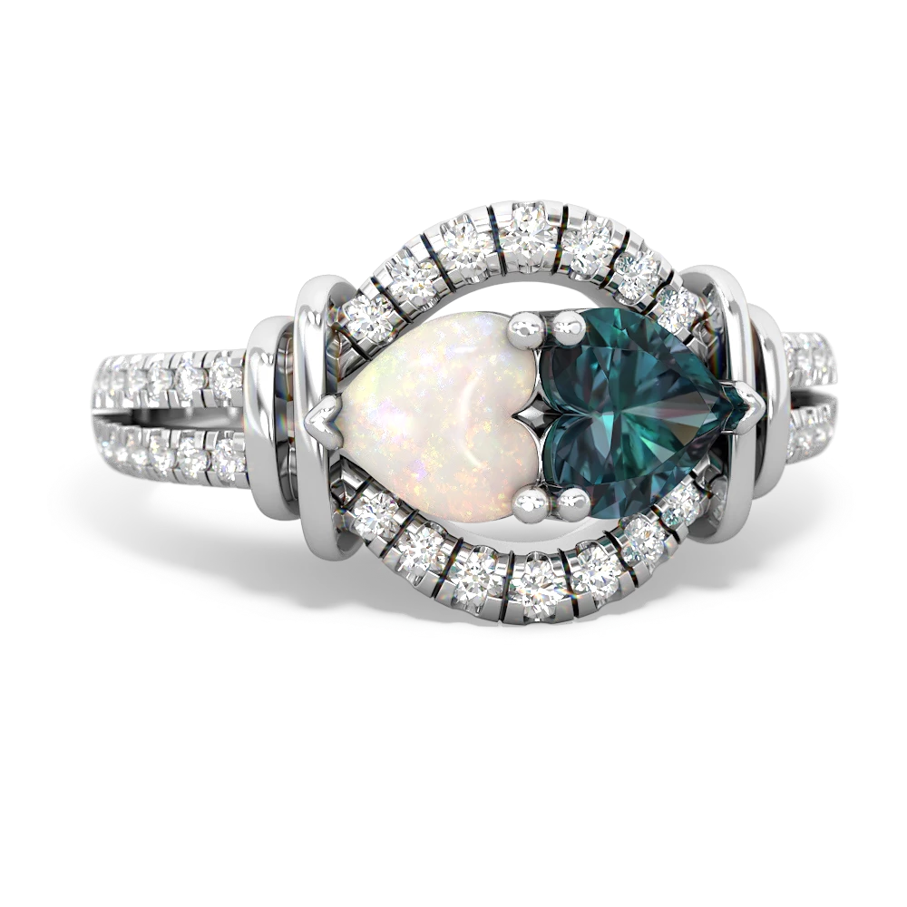 Opal Art-Deco Keepsake 14K White Gold ring R5630