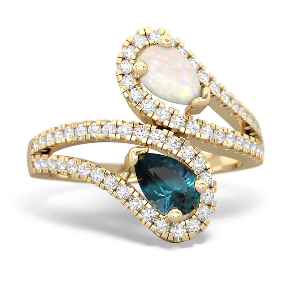 Opal Diamond Dazzler 14K Yellow Gold ring R3000