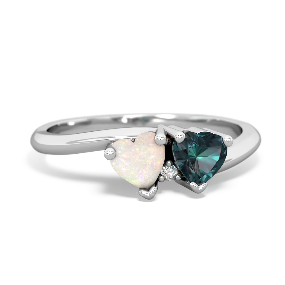 Opal Sweethearts 14K White Gold ring R5260