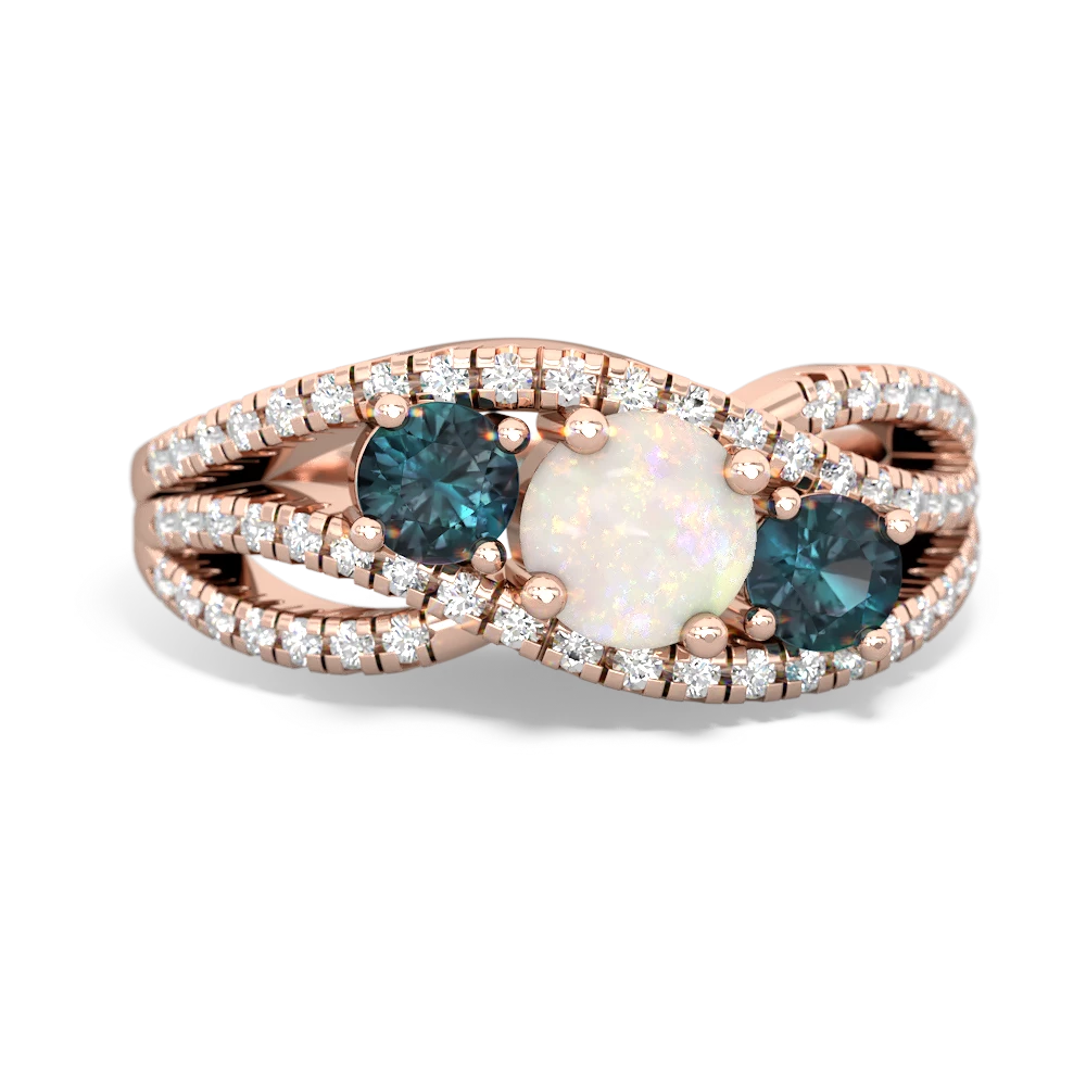 Opal Three Stone Aurora 14K Rose Gold ring R3080