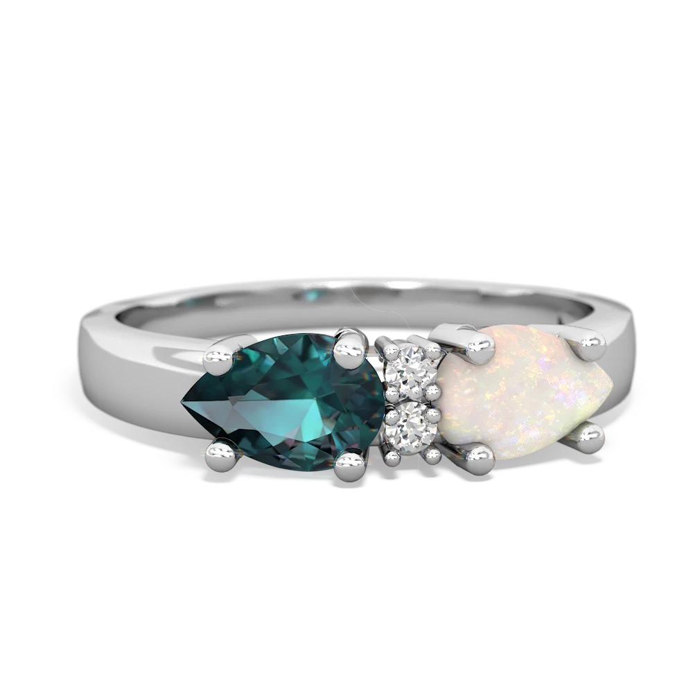 Opal Pear Bowtie 14K White Gold ring R0865