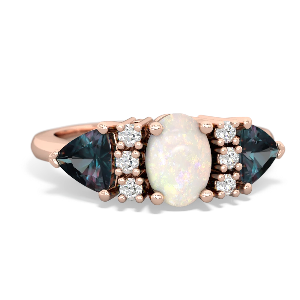 Opal Antique Style Three Stone 14K Rose Gold ring R2186