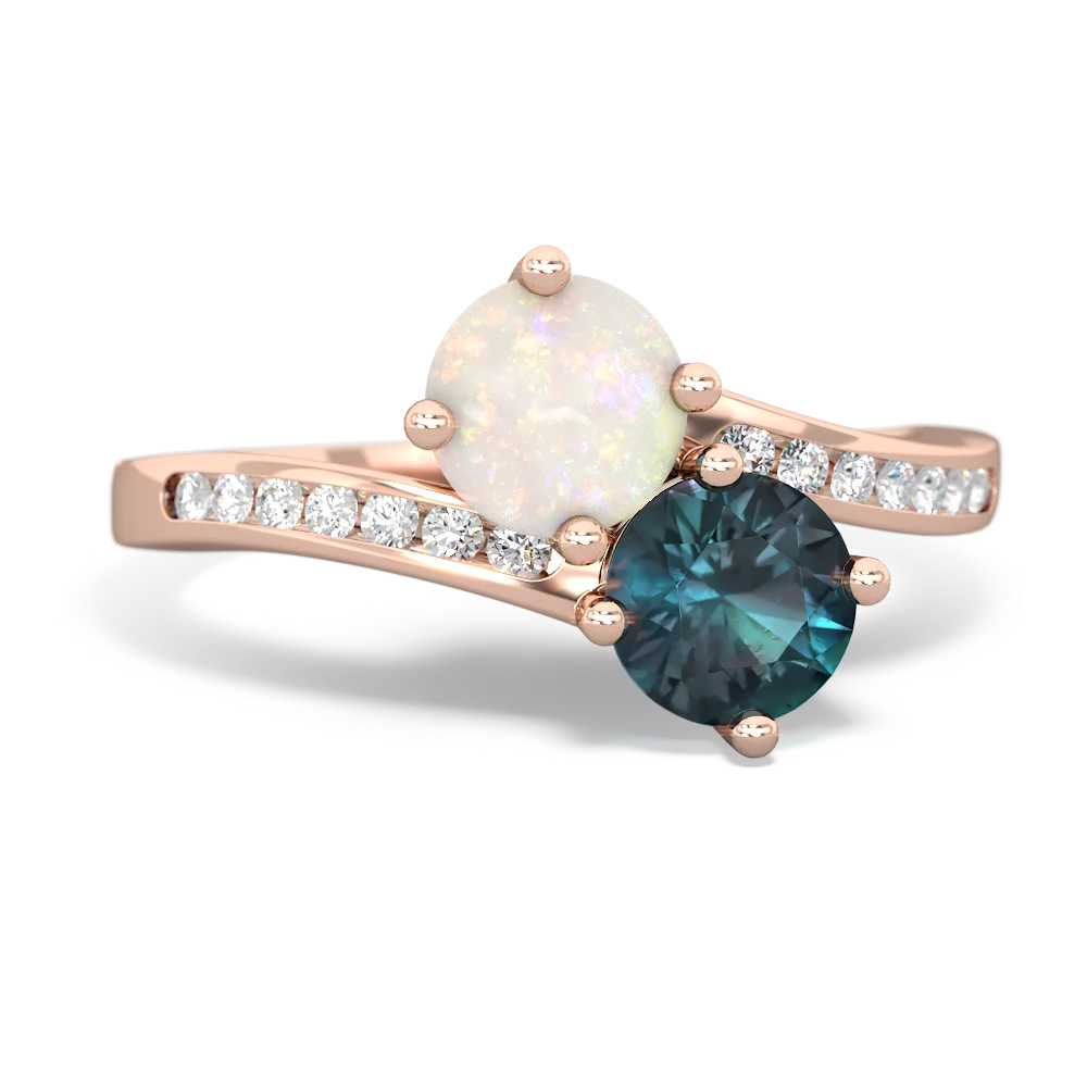 Opal Channel Set Two Stone 14K Rose Gold ring R5303