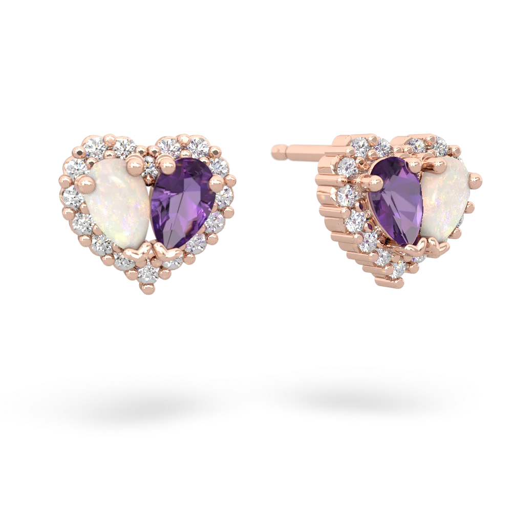 Opal Halo 14K Rose Gold earrings E7008