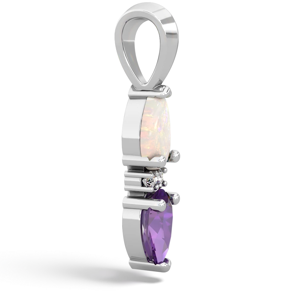 Opal Bowtie Drop 14K White Gold pendant P0865