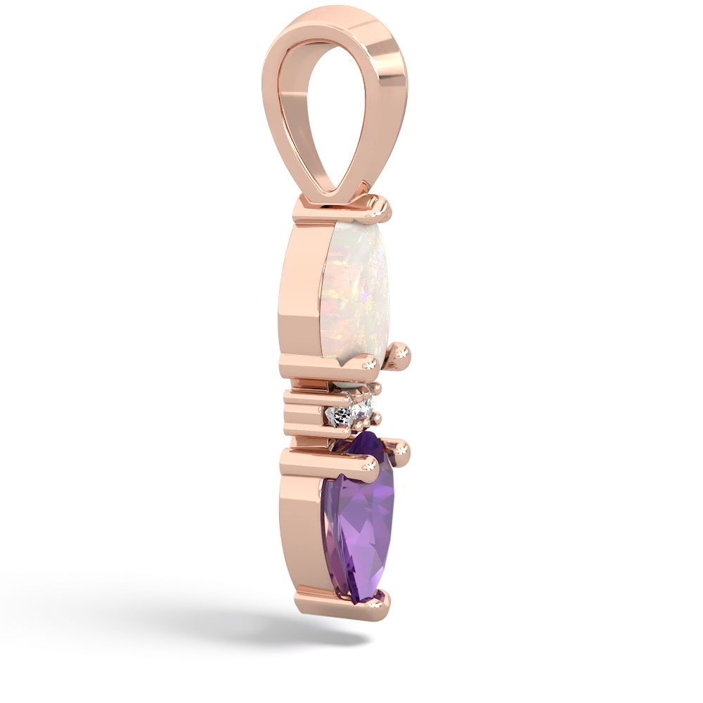 Opal Bowtie Drop 14K Rose Gold pendant P0865