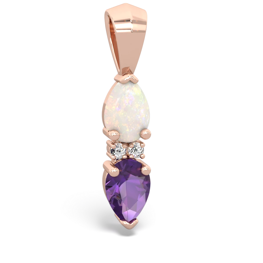 Opal Bowtie Drop 14K Rose Gold pendant P0865