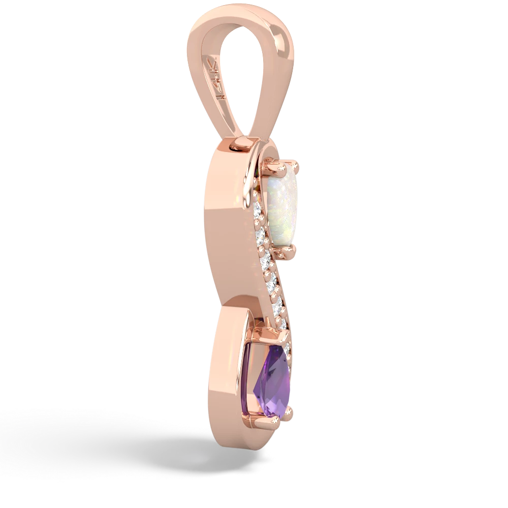 Opal Diamond Infinity 14K Rose Gold pendant P5390