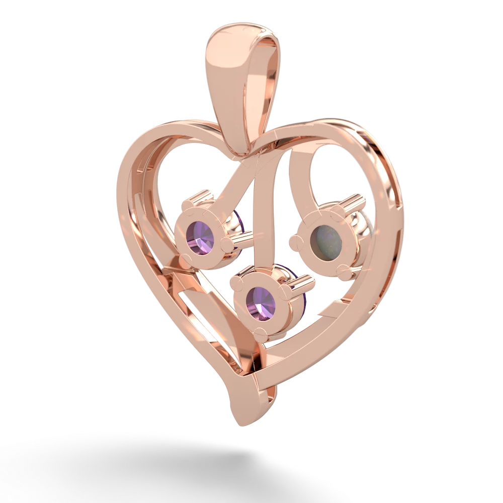 Opal Glowing Heart 14K Rose Gold pendant P2233