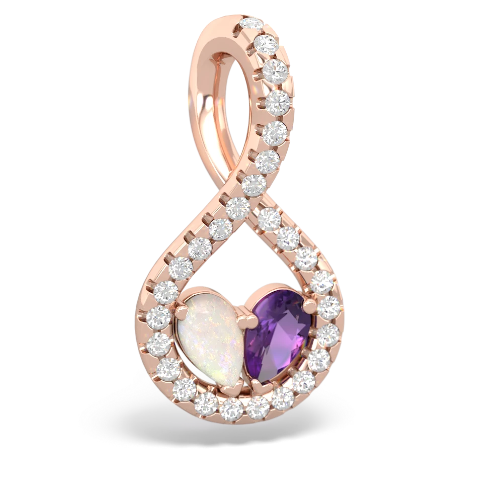 Opal Pave Twist 'One Heart' 14K Rose Gold pendant P5360