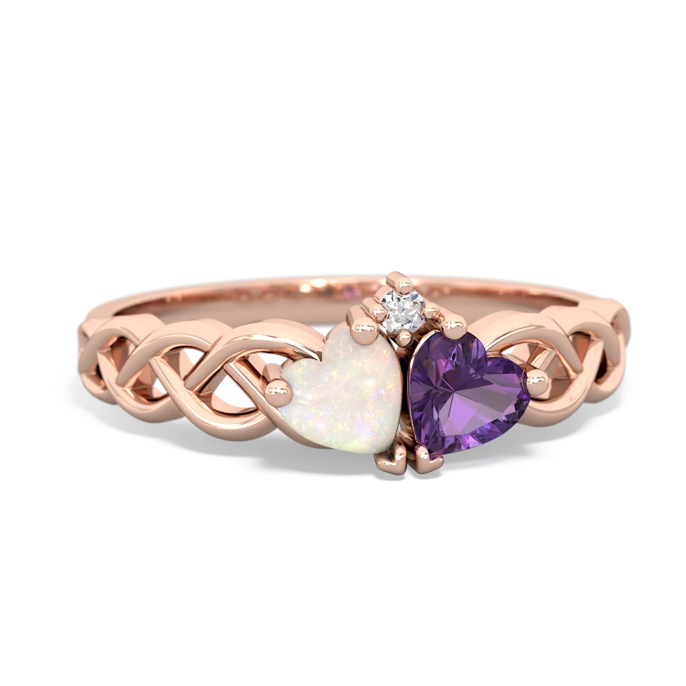 Opal Heart To Heart Braid 14K Rose Gold ring R5870