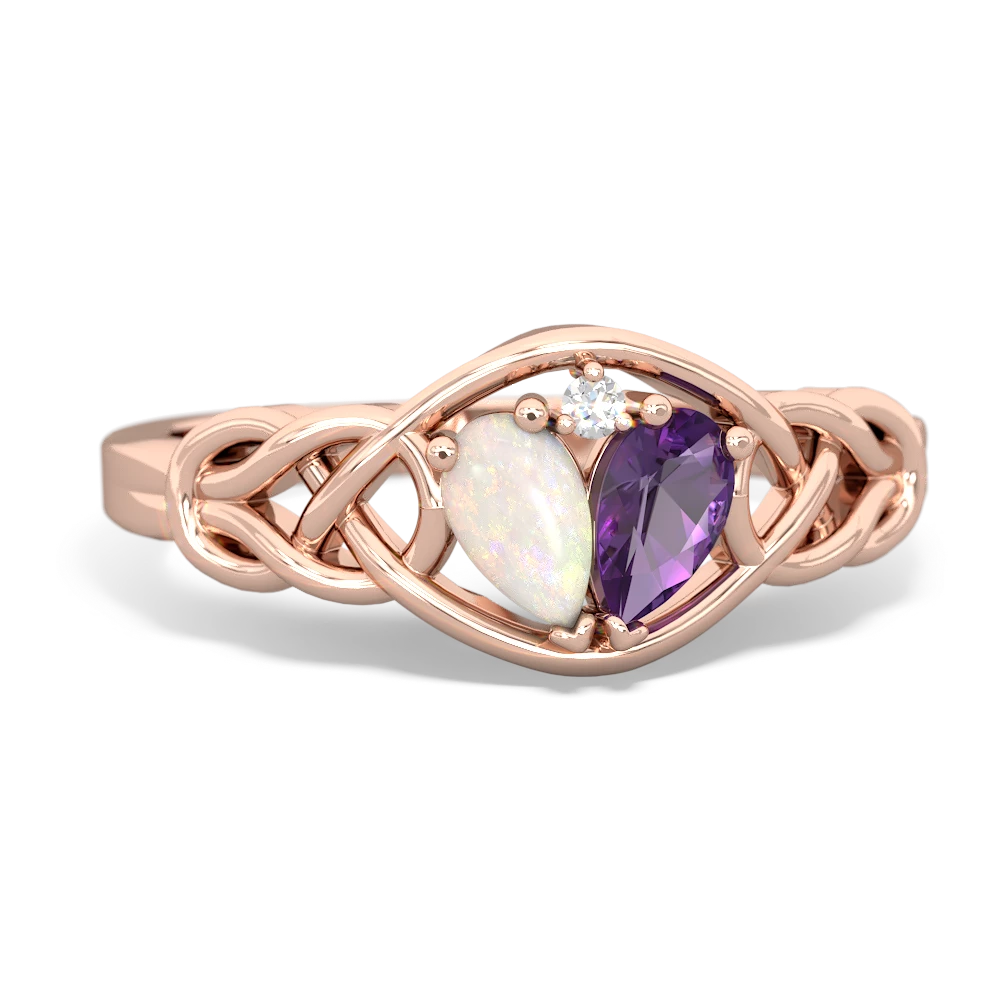 Opal Celtic Love Knot 14K Rose Gold ring R5420