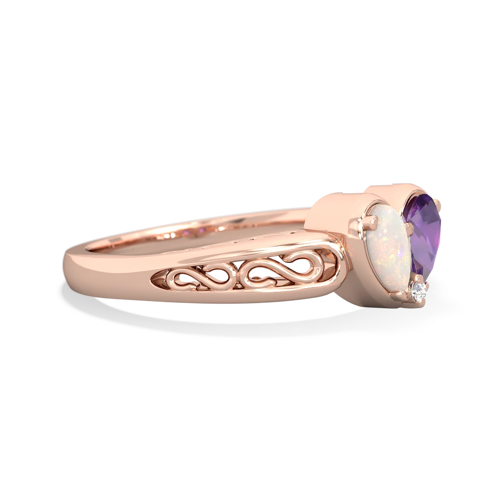 Opal Filligree 'One Heart' 14K Rose Gold ring R5070