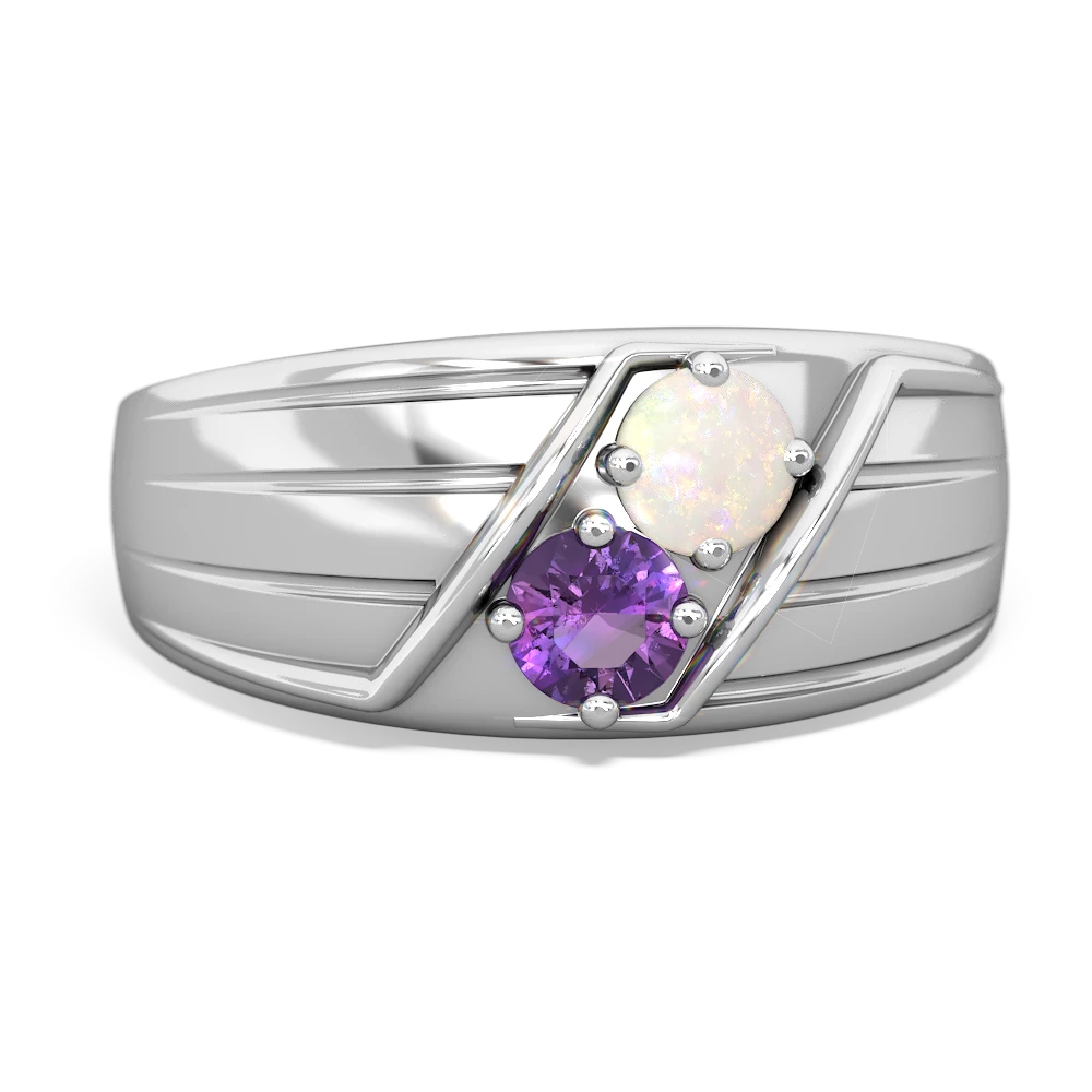 Opal Men's Streamline 14K White Gold ring R0460