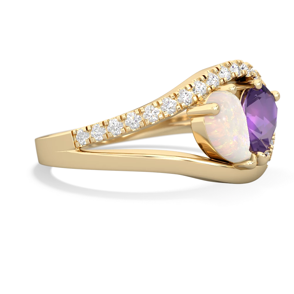 Opal Nestled Heart Keepsake 14K Yellow Gold ring R5650