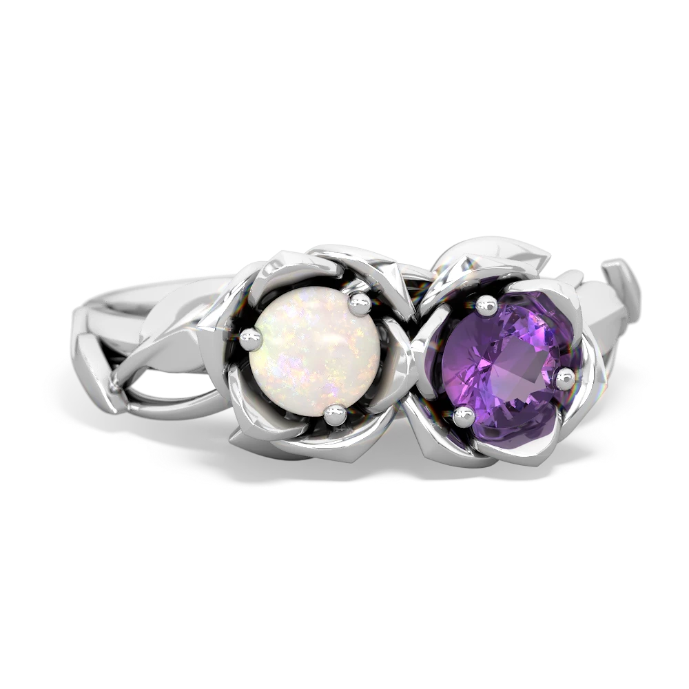 Opal Rose Garden 14K White Gold ring R5510