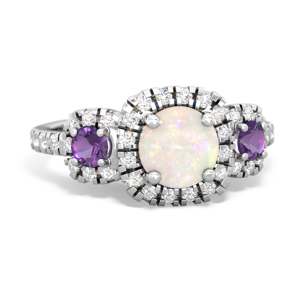 Opal Regal Halo 14K White Gold ring R5350