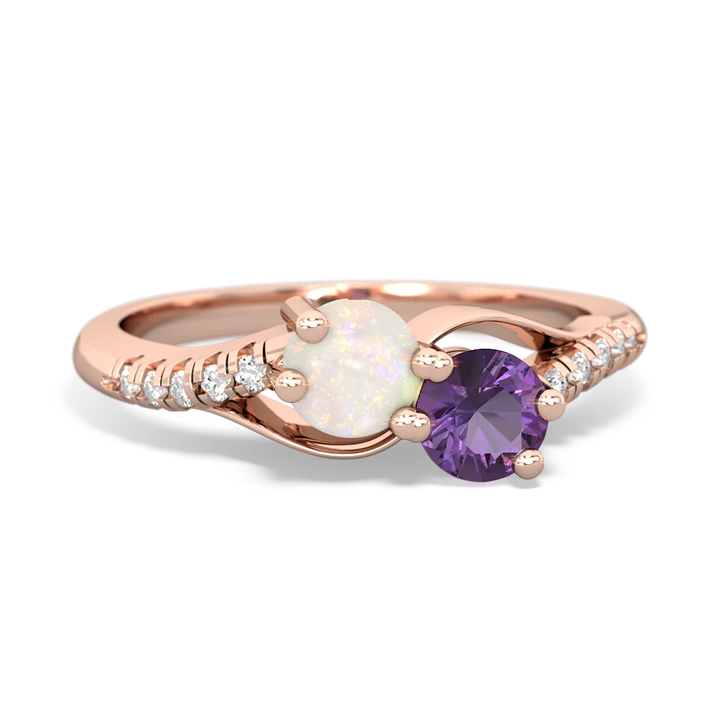 Opal Infinity Pave Two Stone 14K Rose Gold ring R5285