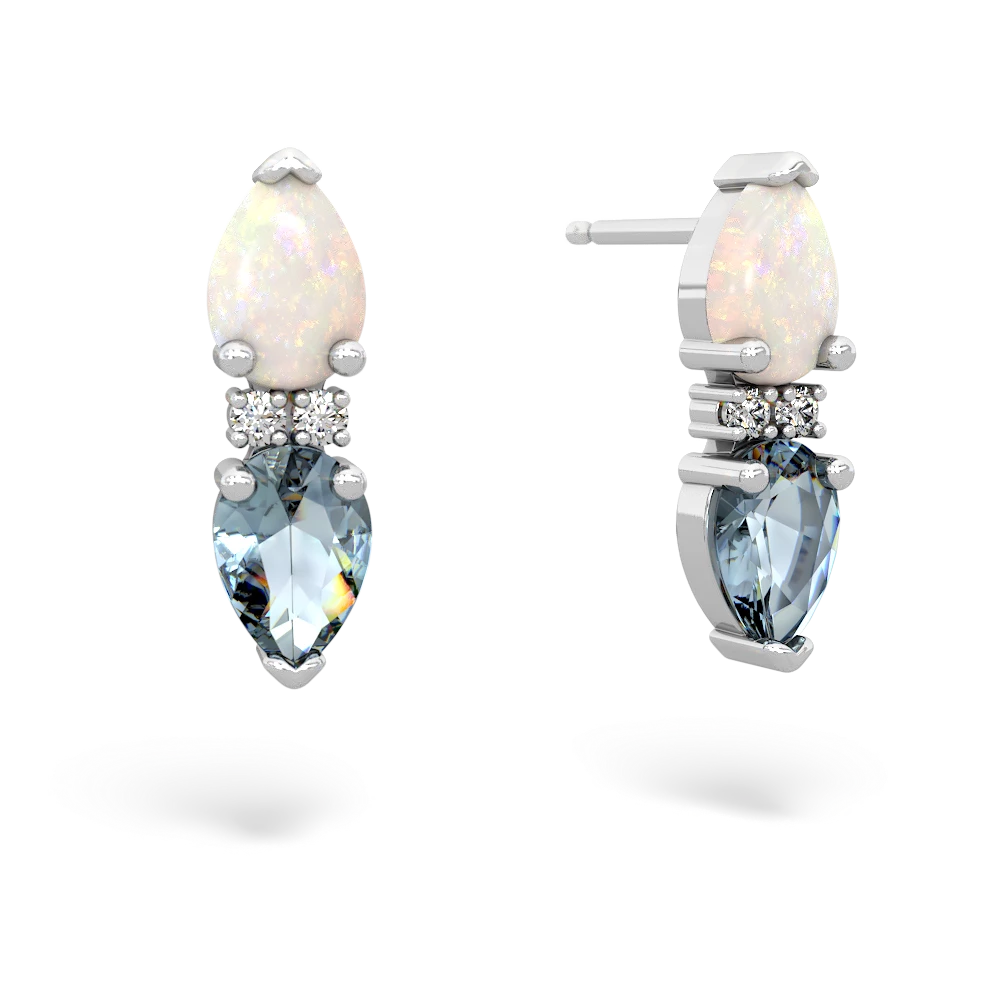 Opal Bowtie Drop 14K White Gold earrings E0865