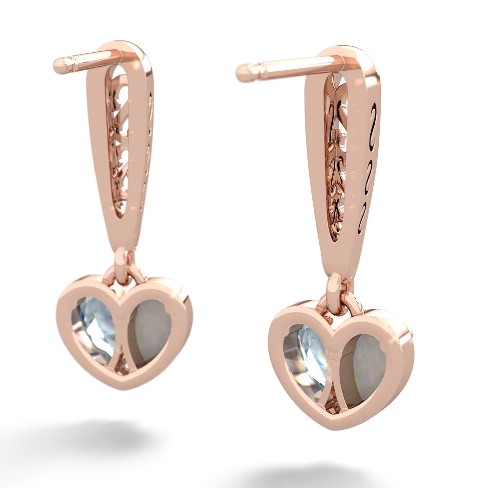 Opal Filligree Heart 14K Rose Gold earrings E5070