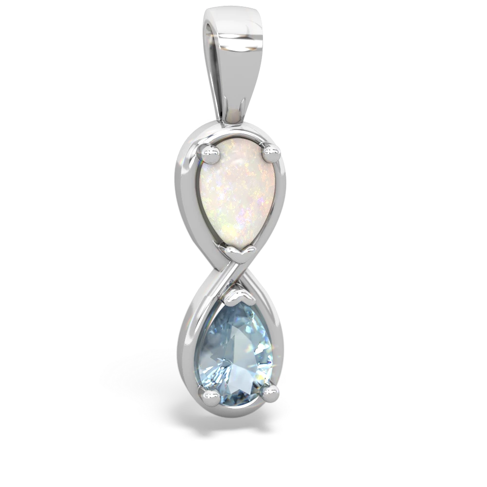 opal aquamarine infinity pendant 5050p white gold