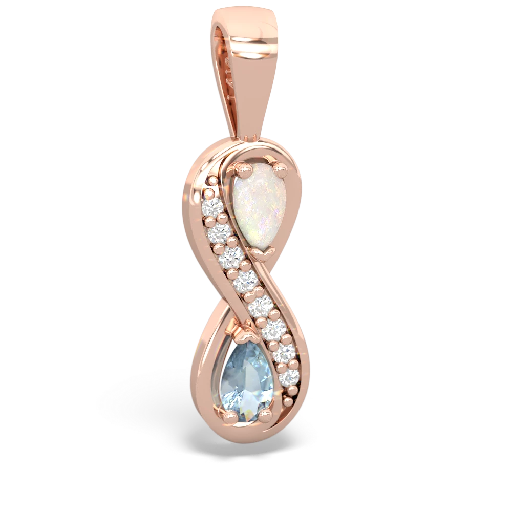 Opal Diamond Infinity 14K Rose Gold pendant P5390