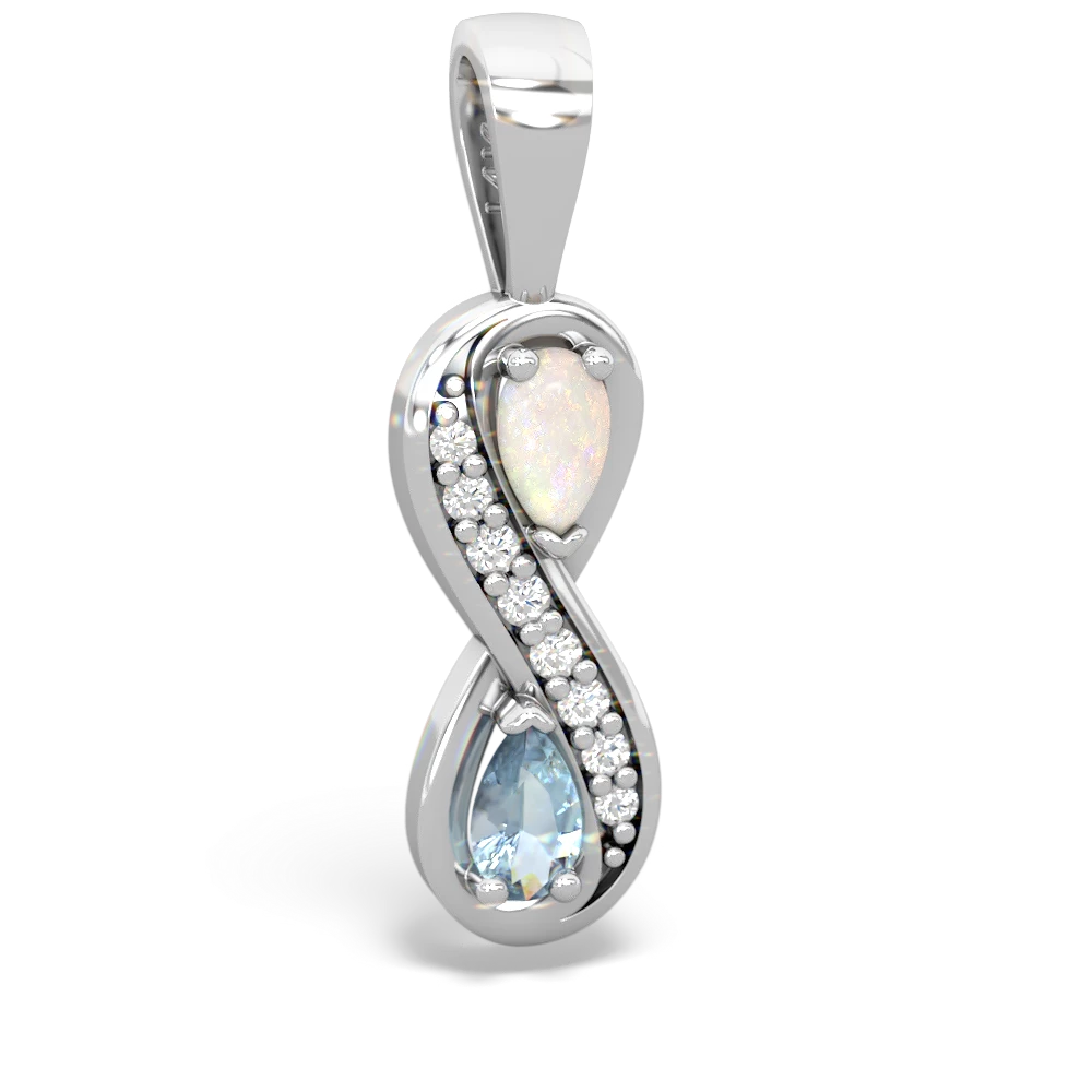 Opal Diamond Infinity 14K White Gold pendant P5390