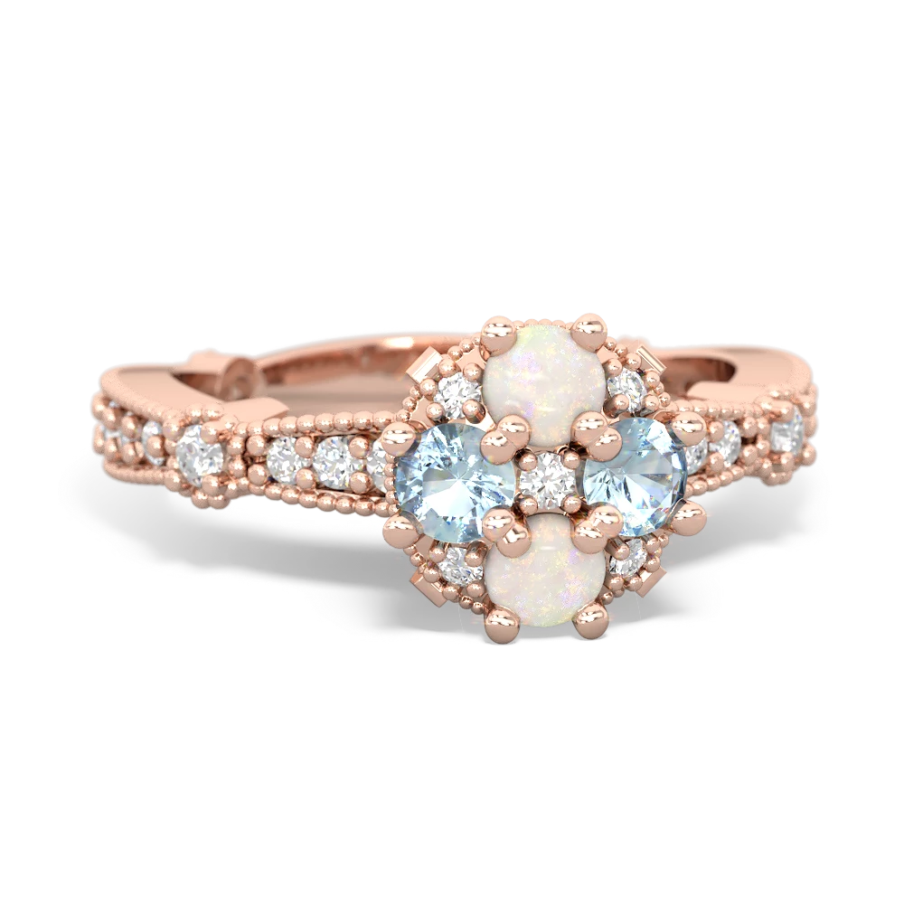 Opal Sparkling Tiara Cluster 14K Rose Gold ring R26293RD
