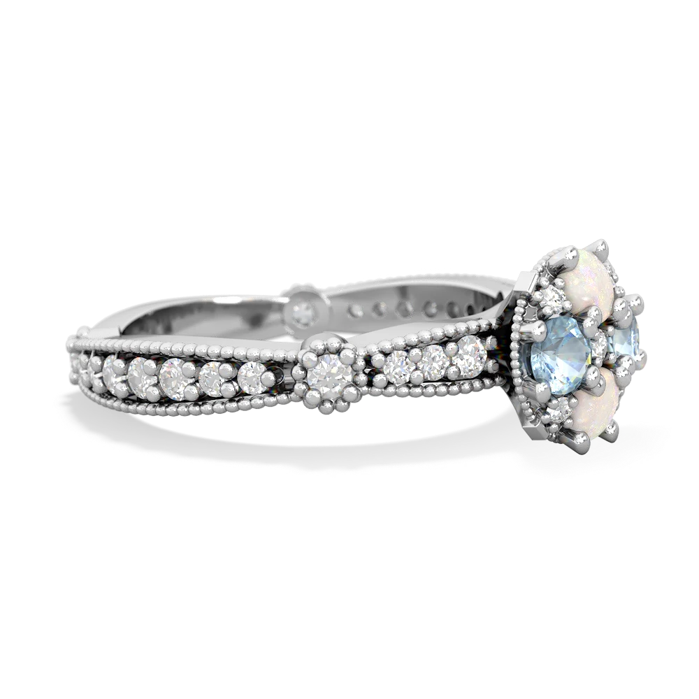 Opal Sparkling Tiara Cluster 14K White Gold ring R26293RD