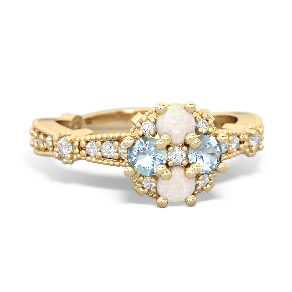 Opal Sparkling Tiara Cluster 14K Yellow Gold ring R26293RD