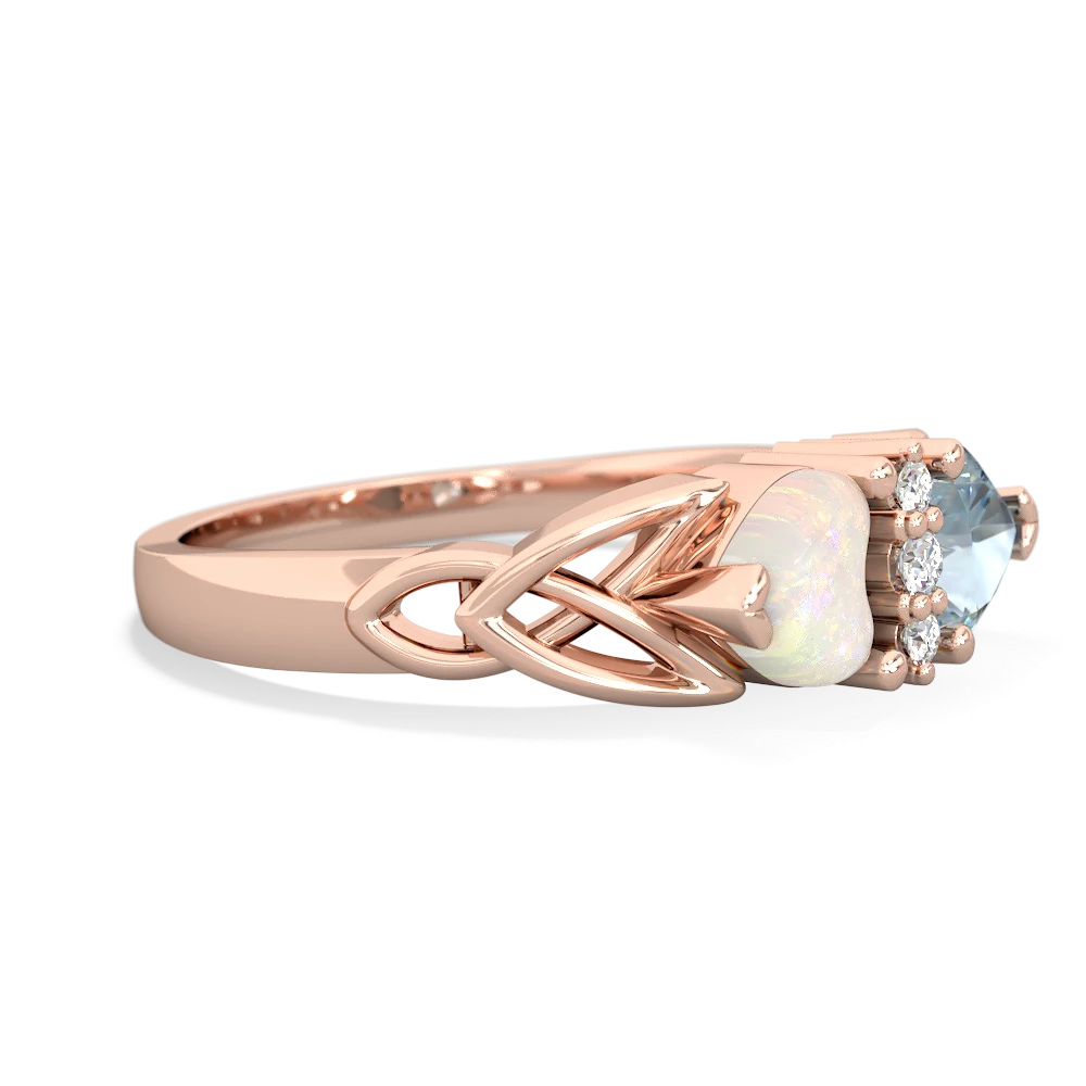 Opal Celtic Knot Double Heart 14K Rose Gold ring R5040