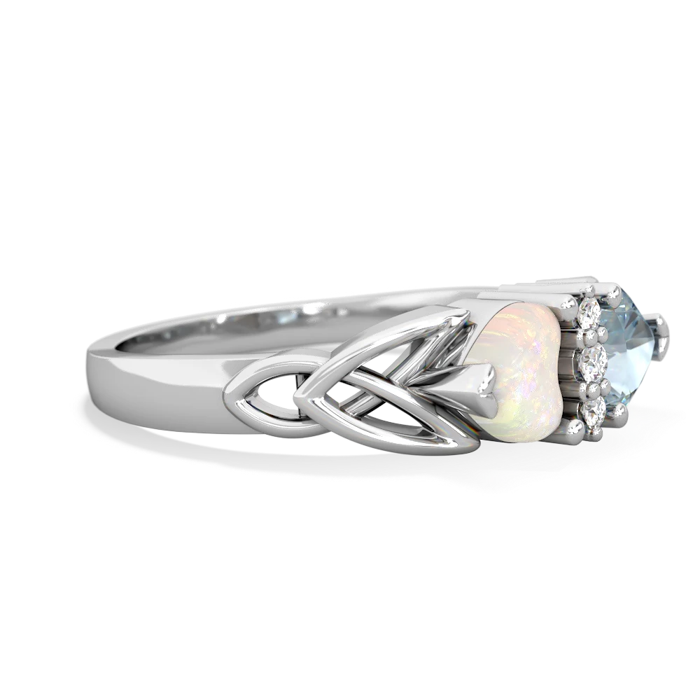 Opal Celtic Knot Double Heart 14K White Gold ring R5040