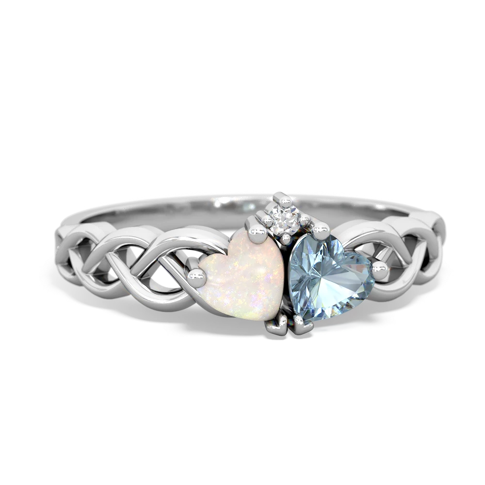 Opal Heart To Heart Braid 14K White Gold ring R5870