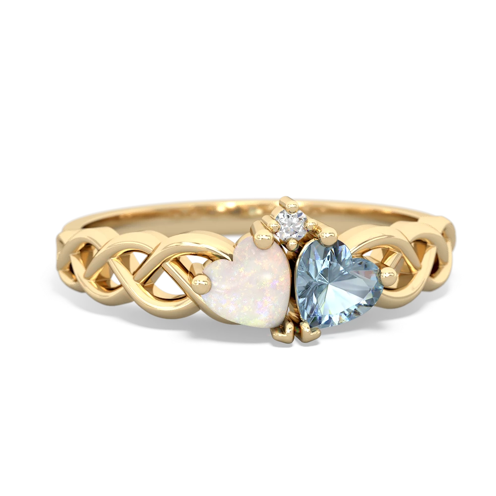 Opal Heart To Heart Braid 14K Yellow Gold ring R5870