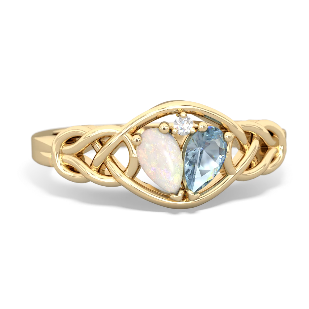 Opal Celtic Love Knot 14K Yellow Gold ring R5420