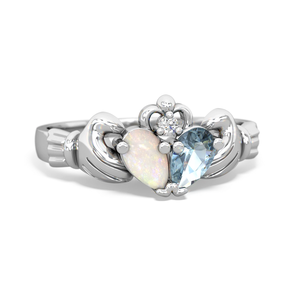 Opal 'Our Heart' Claddagh 14K White Gold ring R2388