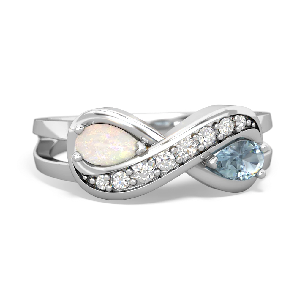 Opal Diamond Infinity 14K White Gold ring R5390