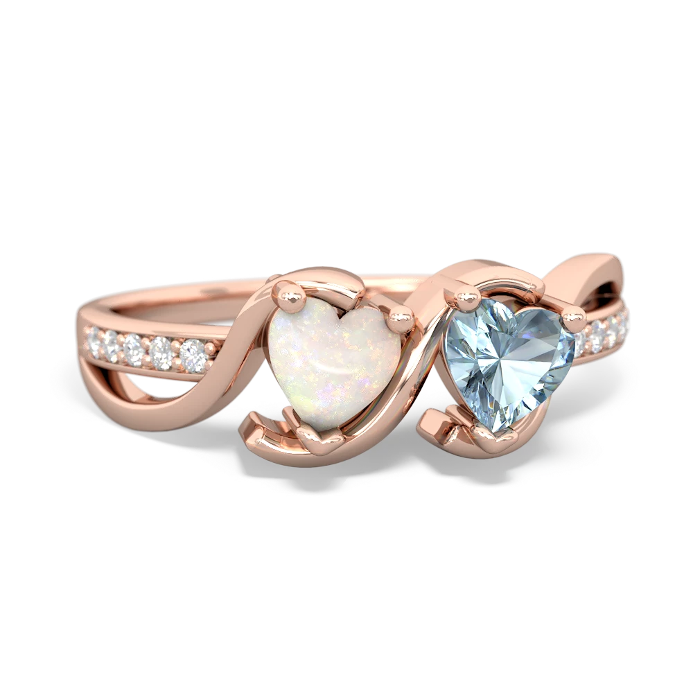 Opal Side By Side 14K Rose Gold ring R3090